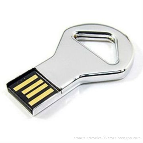 Mini Metal Key-shaped USB Flash Drives, 64MB-128GB Capacity, Free Printing, Package, Free USB Custom